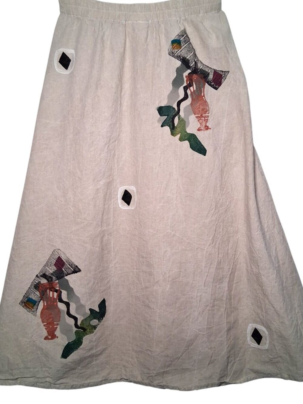 Play Alegre Skirt S Natural Hand Painted Wearable Art To Wear Lagenlook Artsy - Picture 2 of 16